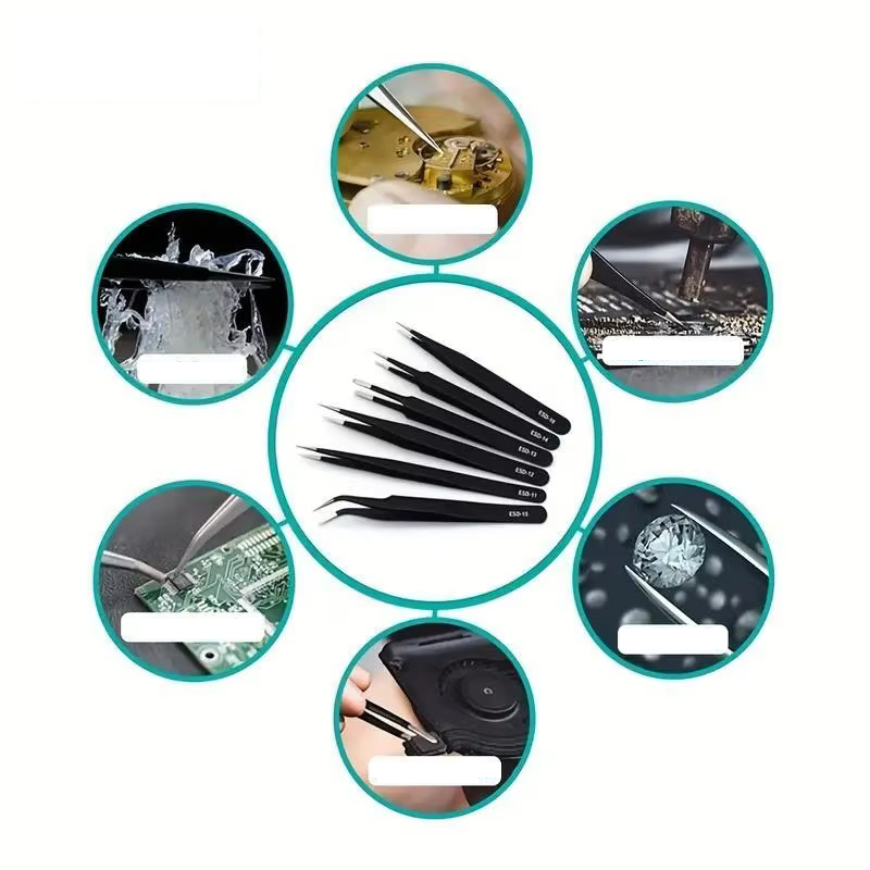 Electronics Repair Tool - 6 pinces à épiler antistatiques en