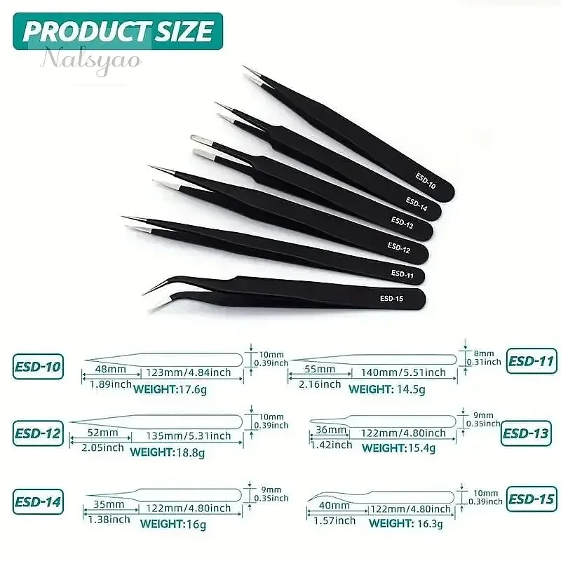Electronics Repair Tool - Ensemble de 6 pinces de précision